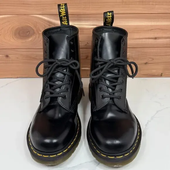 Dr Martens 1460 Glossy Leather Lace Up Boots Combat Moto Grunge Goth Women's 9 - Picture 4 of 14